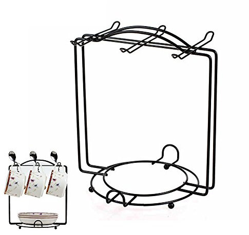 Espresso Tassenhalter Hzcoffee Einfach Korrosionsschutz Stahl StäNder Rack FüR 6 Kaffeetasse Untertasse LöFfel Sets, Espresso Set Rack Tee-Set Display Stand Fp-418