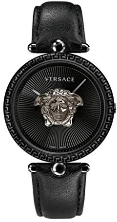 Versace Damen analog Quarz, 2 Zeiger Uhr mit Leder Armband VCO050017