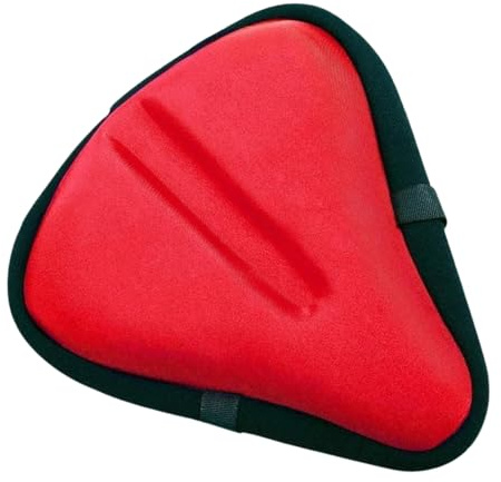 Bikeroo Bike Seat Cover - Padded Gel, Adjustable Bicycle Seat Cushion for Men and Women - Compatible with Indoor & Outdoor Wide Saddles, Red