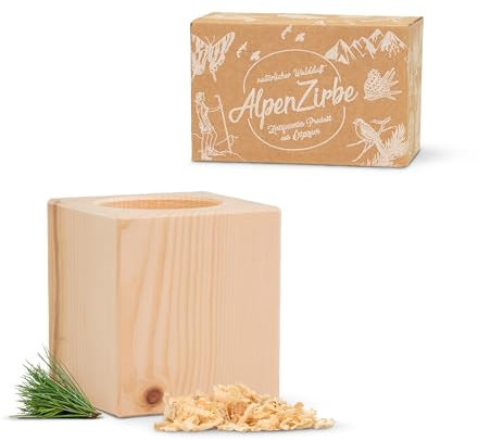 Zirbenwürfel mit 10g Zirbenspäne - ca. 7x7x8cm Würfel aus Zirbe