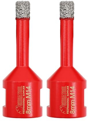 SHDIATOOL Forets Diamant 2 Pièces 8mm Trépans Carrelage, Filetage M14 | Scie Cloche Forage Gres Cerame, Meches pour Perçage à Sec en Porcelaine Ceramique Granit Marbre