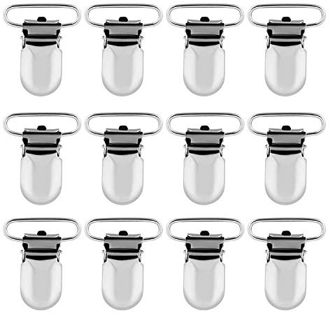 LIHAO Clips de metal en forma de T de 25 mm, soportes para chupete de bebé y juguetes - Pack de 12 unidades