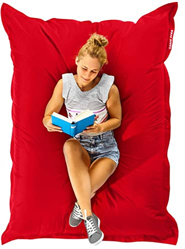 Green Bean Sitzsack XL 120x160 cm Indoor & Outdoor - Riesensitzsack wetterfest für Erwachsene & Kinder, 380 L EPS-Perlen Füllung, waschbarer Bezug, Bean Bag Sitzkissen für den Garten, Rot