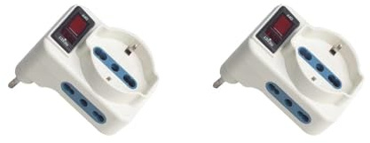 LEDLUX 2 st trippel adapter med 16A stor kontakt multiuttag med 2 uttag 2P + E 10/16A Bypass + 1 Schuko 250 V uttag vit