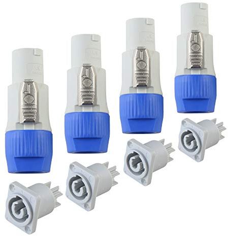 wecan 4 Packungen Powercon Connector Female Plug, 3-Pin PowerCon Female Jack AC Connector for Stage Lighting and Speakers