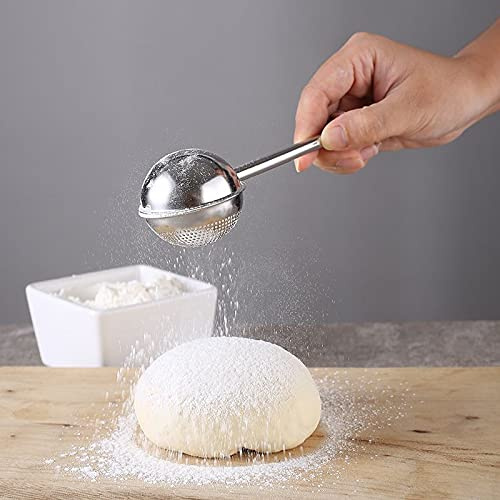 Powdered Sugar Flour, Powdered Sugar Shaker Duster Flour Dispenser Shaker with Spring-operated Handle Stainless Steel One-handed Operation Shaker Duster for Sugar Flour and Spices