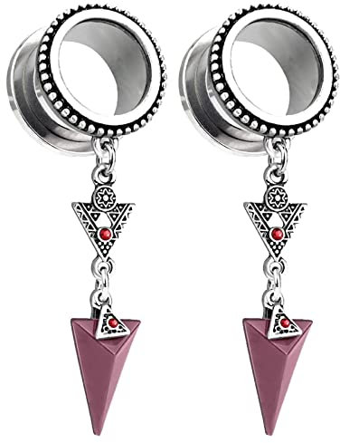 Homxi 2er Set 30 mm Flesh Tunnel,Ohr Plug Edelstahl Ohrringe Plugs Damen 1 3/16 inch Dreieck mit Zirkonia Flesh Tunnel Set Silber