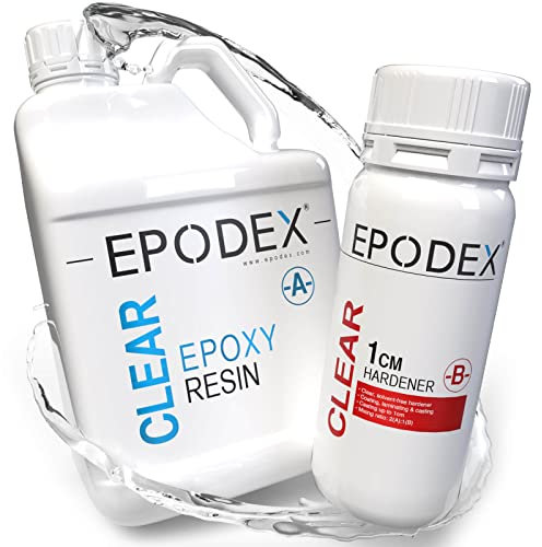 EPODEX Epoxidharz Set ECO | klares Epoxy Resin für Gießhöhen bis 1cm | Gießharz Set ohne oder mit Farbstoffen | Für alle Beschichtungen, Versiegelungen, Reparaturen, Formenbau, Kunst & Handwerk