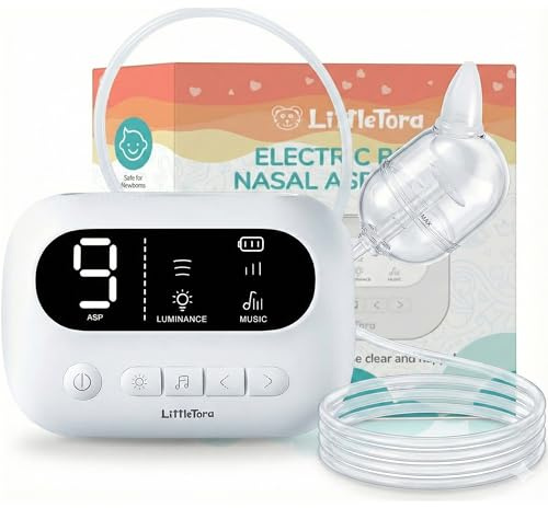 LittleTora Pro Baby Nasal Aspirator - Built-in Music & Night Light - Rechargeable Nose Booger Sucker for Infants Babies Kids Toddlers - Snot Removal