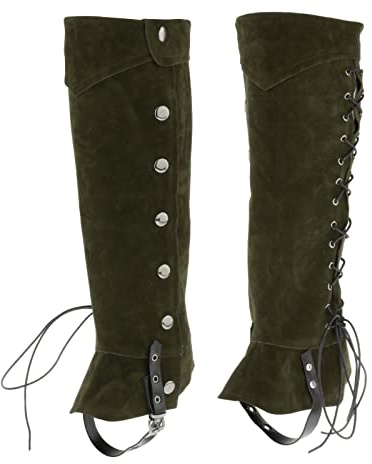 Oshhni Piraten Stiefelstulpen Kostüm Zubehör Steampunk wasserdichte Kunstleder Stiefelstulpen für Cosplay Bühne LARP Requisiten Halloween Männer, GRÜN
