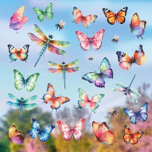 younikat 26er-Set Fensterbilder Schmetterlinge Libellen Bienen I beidseitig bunt I statisch haftend I wiederverwendbar I dv1316