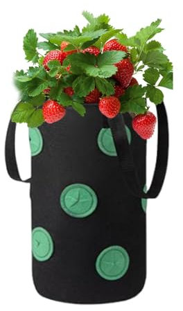 Kaxenig Erdbeere Pflanzsack, Gemüse Pflanzen Tasche, Hängend Erdbeere Pflanzsack, Erdbeeren Zuchtbeutel Mit Griffe, Wiederverwendbar Pflanzbeutel Für Erdbeere,Kräuter,Gemüse, Blumen