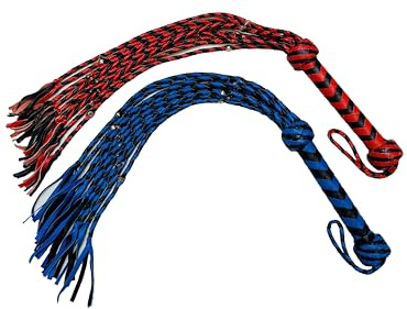 Flogger Cat O Nine Shot Loaded Braided 9 Tails Heavy Steel Studs Real Genuine Cow Hide Leather Floggers (Red/Black)