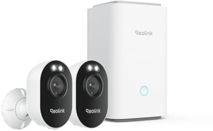 Reolink 4MP Kit Cámara de Vigilancia Exterior con Home Hub, Foco, Wi-Fi 2,4/5GHz, Enchufable, Detección inteligente, Grabación 24/7, Gestión Central y Almacenamiento, Sin Costo Mensual, Set de 2 Lumus