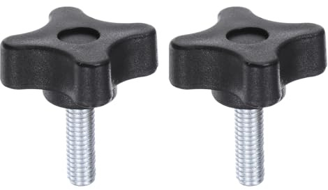 QUARKZMAN 2 Stück Rändelschrauben mit Kreuzgriff M6 x 20mm Sterngriffschraube Kunststoff Knopf Verzinkter Kohlenstoffstahl Gewinde Klemmschraube Sterngriffmutter Klemmknopf für Maschine
