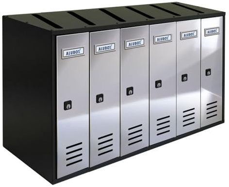 ALUBOX CUBO Briefkastenanlage 6 Fächer CUBO 38,5x63x25 cm aus Verzinktem Blech Vertikale Briefkastenanlage für Außen- und Geschützten Innenbereich (Anthrazit mit verspiegelten Edelstahltüren)