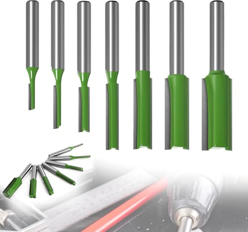 CHENYU Lot de 7 Fraise 6mm Vert Fraise en Carbure Boîte D'emballage Indépendante Fraises Pour Défonceuses Couteau à Rainurer à Double Tranchant Pour Le Travail du Bois Routeur