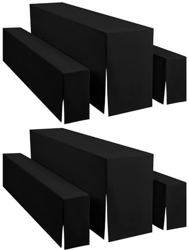 Showgeous 2er-Pack Biertischhussen 3er-Set, Schwarze Biertisch- und Bierbankhussen-Set für Bierzeltgarnitur, 220 x 50 x 80 cm Polyester-Biertischhusse für Gartenbankette im Freien
