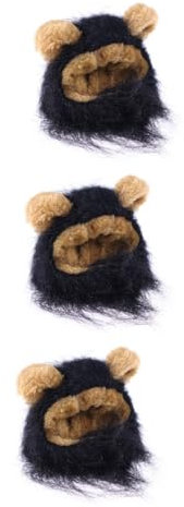 Yardwe 3stücke Adorable Perücke Für Haustiere Einstellbare Cosplay-Kopfbedeckung Für Katzen Und Kleine Hunde Schwarz Lustiges Kostüm Für Partys Und Fotoshootings