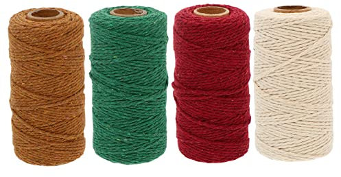 SEWACC Makramee-schnüre Aus Natürlicher Baumwolle 4 Rollen 2 Mm Makramee-seile Für Bastelsets Wanddekoration Geschenkverpackung