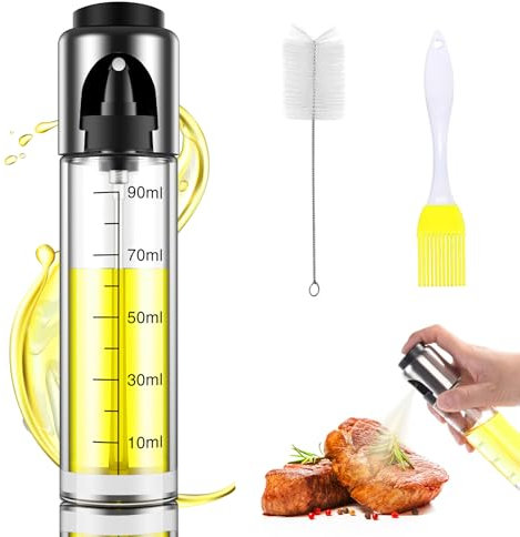 Ankway Öl Sprühflasche, Ölspray zum Kochen Olivenöl, 100ml Ölsprüher glas für speiseöl, heißluftfritteuse, Ölspray für Salat, Grillen, Backen