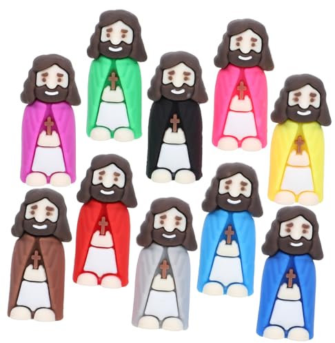 HOLIDYOYO 10stücke Mini Jesus Figuren Religiöse Mikrolandschaftsdekorationen Für Ostern Christliche Desktop-Ornamente Farben Für Und