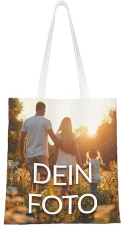 Personalisierte Stofftasche mit Foto selbst gestalten (40.6x38cm), zwei lange Henkel Stofftasche, Tragetasche, Einkaufstasche, Jutebeutel, Stoffbeutel Einkaufsbeutel mit eigenem Motiv bedrucken