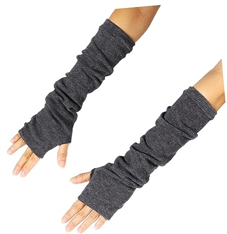 BESPORTBLE Guanti a Mezze Dita Guanti Invernali Antivento Guanto Termico Mano Guanti Lunghi Più Caldo Lungo Leggero Senza Dita Metà Riscaldatori Polpastrello Freddo Light Grey