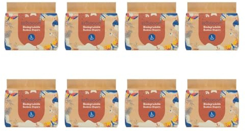 ECOBOOM Öko-Windel aus Bambus, 70 % biologisch abbaubar, hypoallergen (Größe 4/L, 9-14 kg, 8 Taschen, insgesamt 240 Pads)