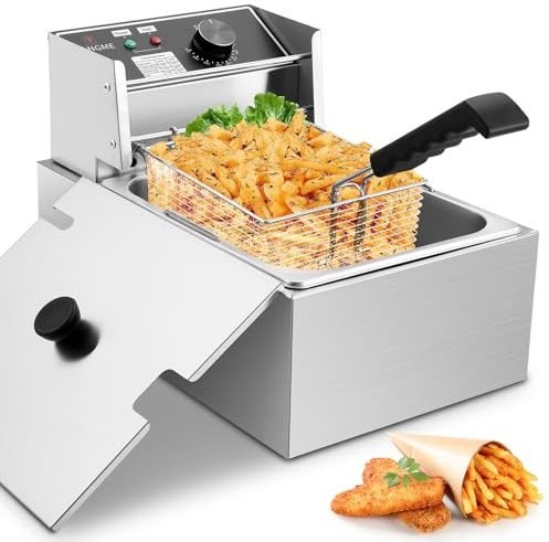 Deep Fryer with Basket 10L/12.7QT 1700W Electric Deep Fryers 0.8mm Thickened Stainless Steel Countertop Oil Fryer Large Capacity for Home and Commercial Use with Temperature Limiter