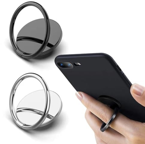 2 Piezas Anillo Movil Universal, Anillo para Teléfono Móvil, Tarjeta Rotación de 360° Anillo Soporte para Movil para Todos los Smartphones