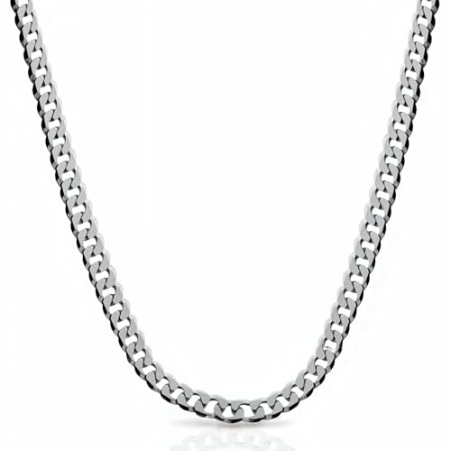 QUADRI - Collier en Argent 925 - Élégant Chaîne Cubaine à Facettes pour Homme Femme Largeur du Maillon 5 mm - Coffret luxe - Longueur 56 cm - Made in Italy