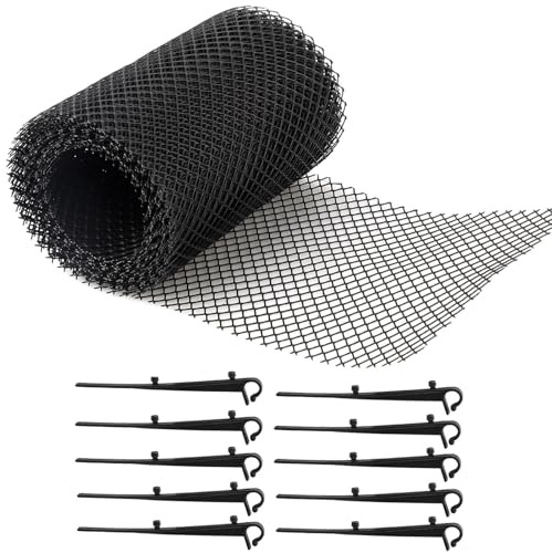 Gutter Guard Mesh Roll, Leaf Protection Netting with 10 Fixing Clips, 8 m x 18 cm, Mesh Leaf Guard for Downpipe, Outdoor Drain Covers to Leaves and Debris