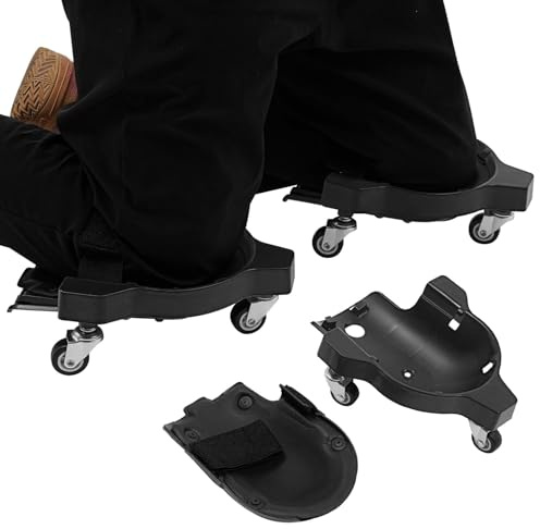 YUYUZI 2er-Set Rollender Knieschoner mit 360° Rädern – Ergonomisches Kniekissen zum Gleiten für Fliesenlegen & Gartenarbeit, Verstellbar & Leicht – Schützen Sie Ihre Knie mühelos (Schwarz)