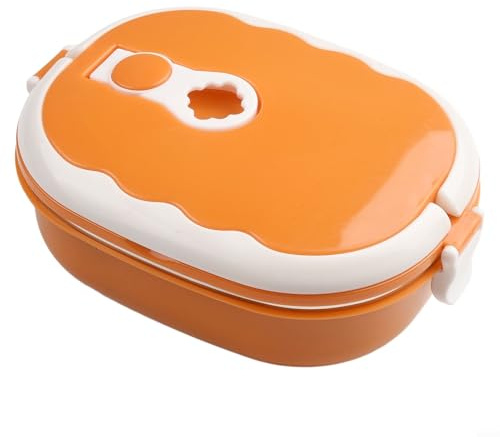 Contenedor de almuerzo con aislamiento térmico de 900 ml con interior de acero inoxidable 304 y exterior de polipropileno, lonchera portátil para el estudio escolar (naranja)
