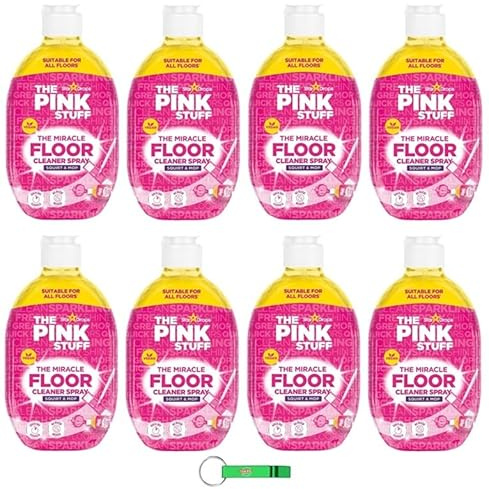 8x The Pink Stuff Bodenreiniger/The Miracle Floor Cleaner Spray | Squirt & Mop/Schnelltrocknende Formel | Kein Wasser erforderlich 750ml + Beni Culinari Kostenloser Schlüsselanhänger
