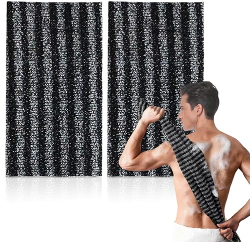 Flintronic Exfoliating Shower Towel, Peeling Duschtuch, Rückenschrubber Rückenbürste, African Net Sponge, Dichtem Schaum, Ultraweich Peelinghandschuh Extra lang 100cm, Stil B - 2 Stück