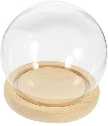Alipis Cloche Verre Transparent avec Socle Bois Couvercle Verre Protecteur pour Fleurs Préservées et Décoration Maison Polyvalente et Facile à Nettoyer
