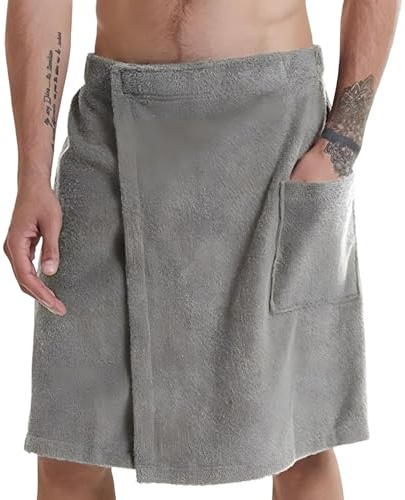 JazRvr Kilt da sauna da uomo, colore grigio, 60 x 150 cm, asciugamano da sauna da uomo, ideale per sauna e benessere