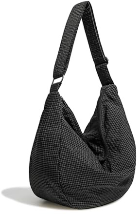 Boziee Unisex Nylongewebe Umhängetasche Canvas Freizeit Crossbody Tasche Trapez Fashion Tote Bag Schultertasche für Alltag/Büro/Schule/Reisen. (Schwarz)