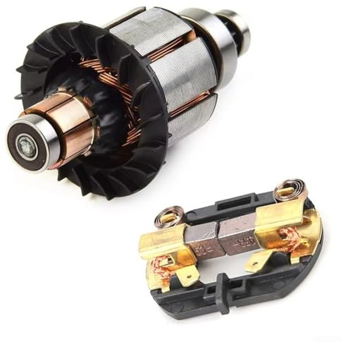 Soporte de cepillo de carbono de repuesto y armadura de motor de rotor de 18 V para martillo de taladro compatible con múltiples modelos de taladro eléctrico