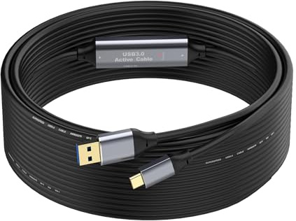 SSS·GRGB USB 3.0 Verlängerungskabel 10 m, USB-A auf USB-C, Aktiv, 5 Gbit/s | Nur Einweg-Datenübertragung, 2 Signalverstärker-Chips, USB-Netzkabel und doppelte Abschirmung für SSD, Kamera, VR und Scanner