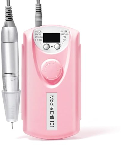 Trapano for unghie 35000 giri/min Tornio professionale Frese for manicure Levigatrice elettrica Lima for in gel Motore Lucidatrice(Pink)