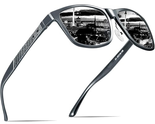 ATTCL Polarised Sunglasses Mens Square AL-MG Metal Frame UV400 for Driving | HD TAC lens,Anti Glare,Scratch Resistant,Lightweight,Adjustable Silicone Nose Pads,Classic Fashion,for Travel,Hiking
