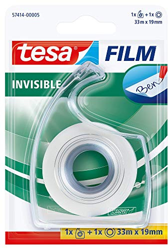 Tesa - 57414-00005-02 - Dérouleur avec Rouleau - 33 m:19 mm - Matt invisible