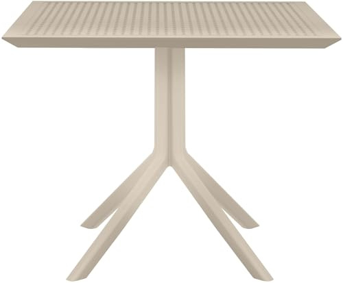 CLP Tisch Sky 80 x 80 cm I Gartentisch wetterfest und UV-beständig I Eckiger Balkontisch aus langlebigem Polypropylen, Farbe:Taupe