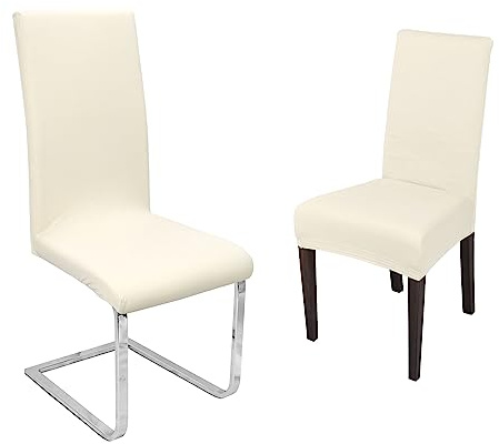 BEAUTEX Stuhlhusse Baumwolle Stretch 2er Set Johanna Natur | 96% Baumwolle, 4% Elasthan, 180 g/m², sicherer Rundum-Gummizug, 30 °C waschbar, atmungsaktiv, formstabil & langlebig