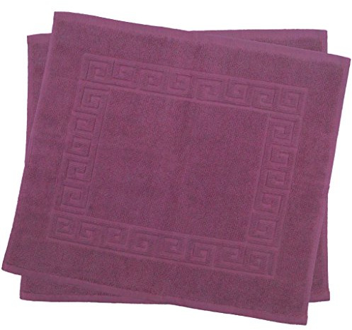 Julie Julsen 2er Pack 50 x 40 cm Badvorleger in Premium Qualität 900 gm2 in aktuellen Farben und 4 Größen aus Baumwolle Badematte Badteppich Duschvorleger Design Spirale Lila