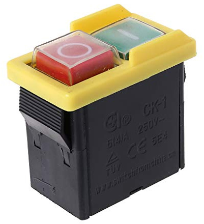 FUNCOCO Interruptor de Seguridad, Taladro Encendido Apagado del Cortador de de la máquina del botón pulsador electromagnético Impermeable de 250V 6 / 4A