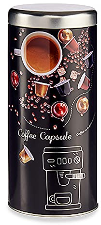 AR Kitchen KAFFEEDOSE aus Metall Ø9cm Kaffeekapsel Vorratsdose Blechdose Tee Kaffee Dose Halter 301